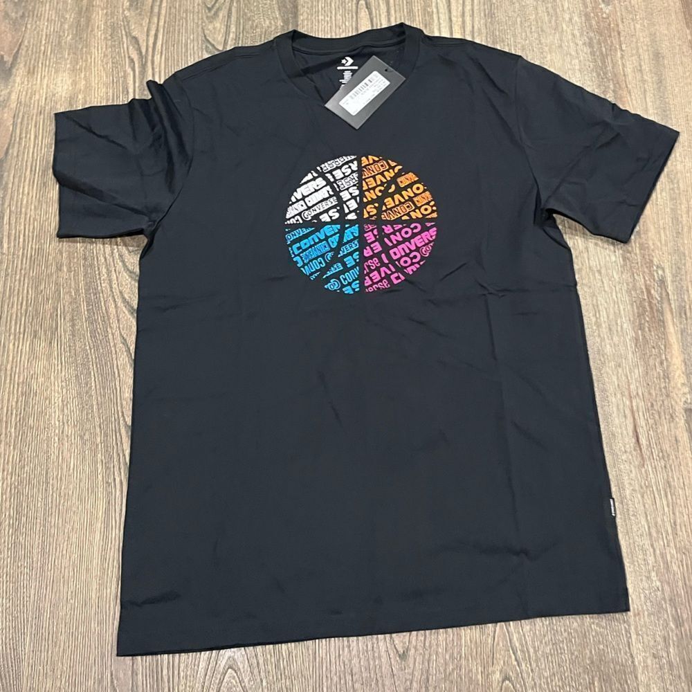 NWT Converse Mens Basketball Fill GraphicTee Crewneck Short Sleeve Black Size M